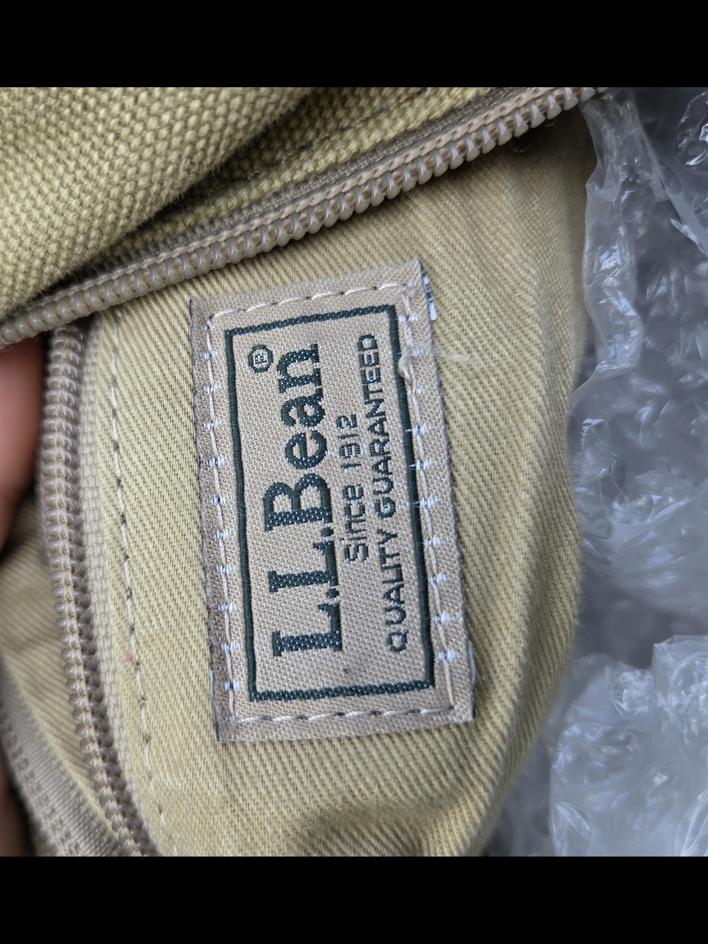 L.L. Bean Beige Canvas Messenger with Tan Leather Trim - Picture 7 of 16